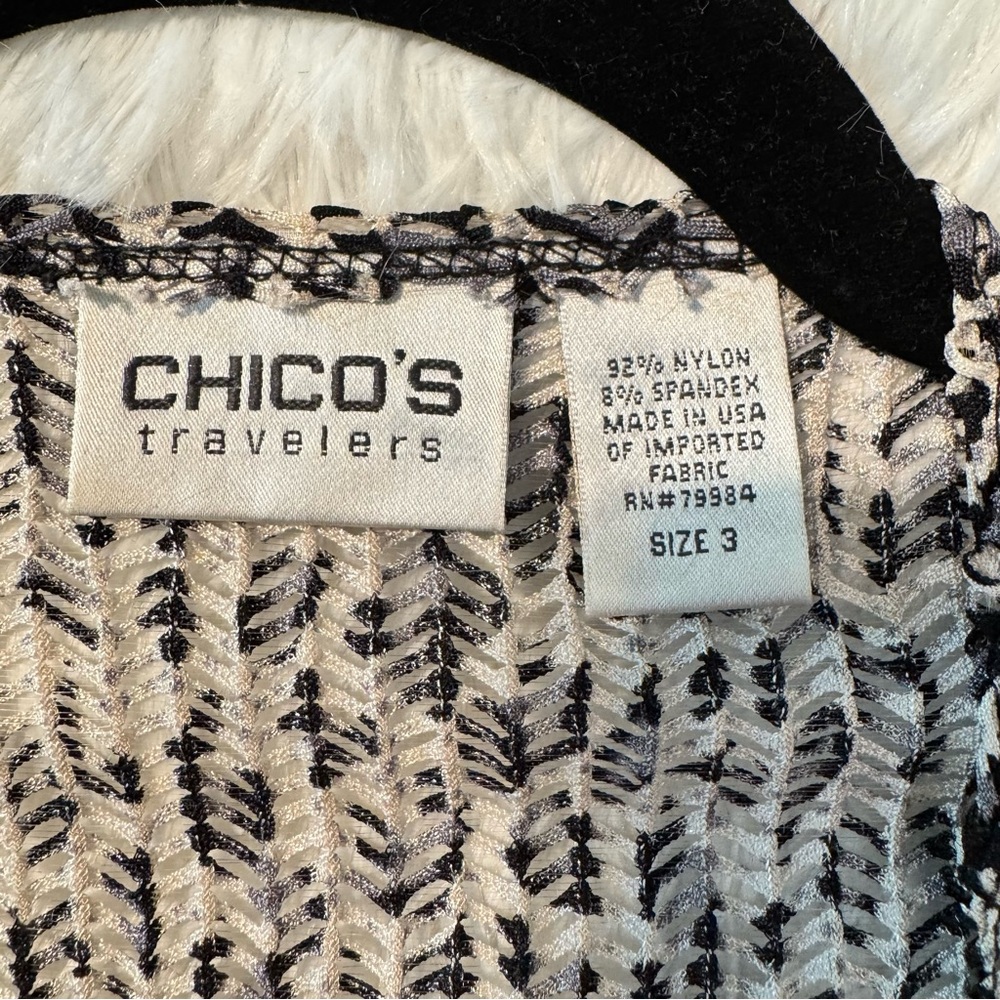 Chico's Travelers, Black and White Cardigan Sweater, size Chico’s 3, US XL - Picture 3 of 9